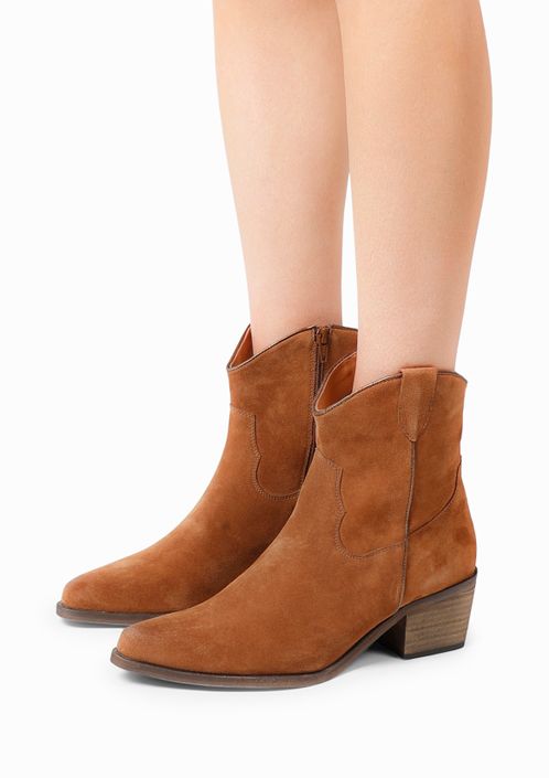 Cognac suède lage cowboylaarzen