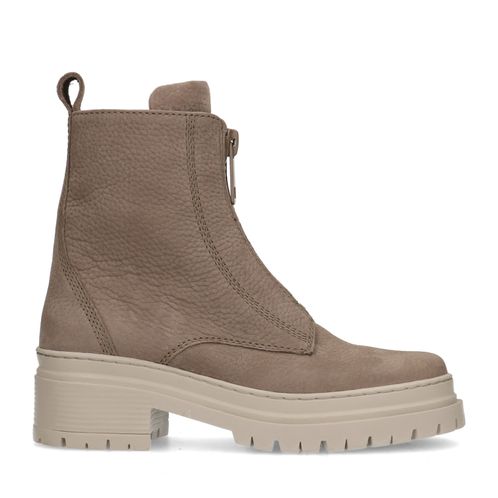 Taupe nubuck biker boots