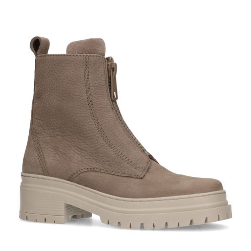 Taupe nubuck biker boots