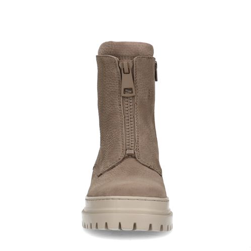 Taupe nubuck biker boots