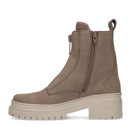 Taupe nubuck biker boots