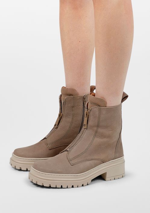 Taupe nubuck biker boots