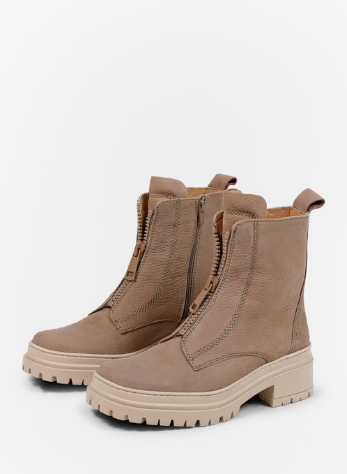 Taupe nubuck biker boots