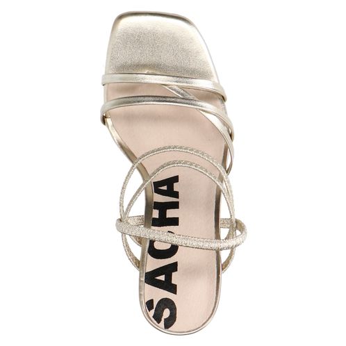 Sandales à talon métallisées avec brides - doré
