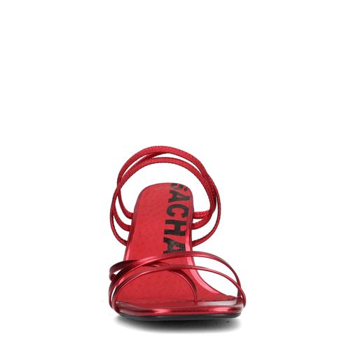 Sandales à talon métallisées avec bandes - rouge