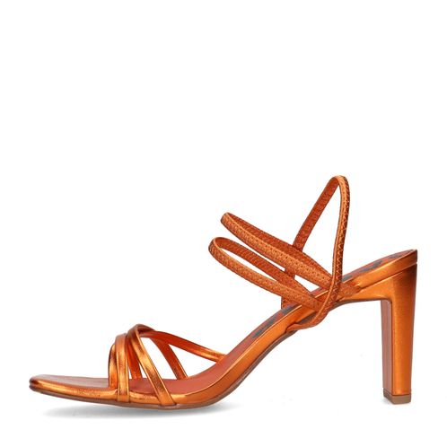Oranje metallic hak sandalen met bandjes