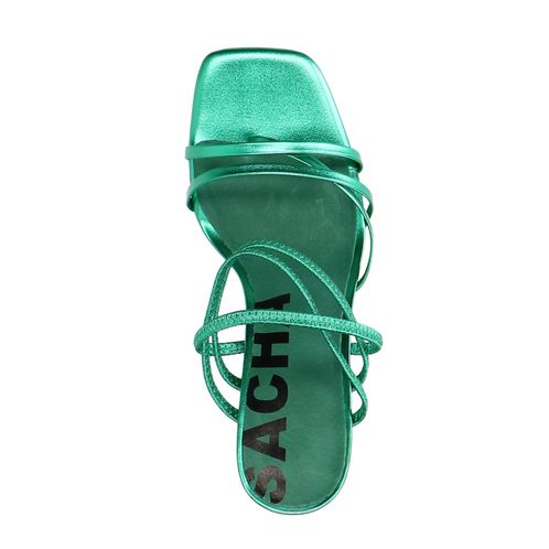 Sandales à talon métallisées avec bandes - vert