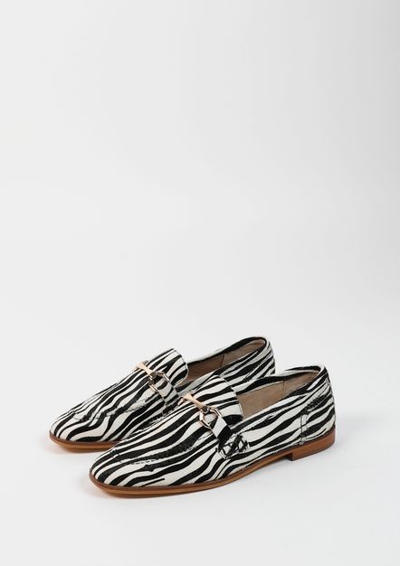 Zwarte zebraprint loafers
