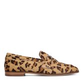 Leder-Loafer mit Gepardenmuster und goldfarbener Schnalle