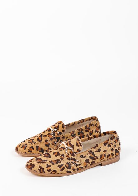 Loafers en cuir imprimé léopard avec boucle