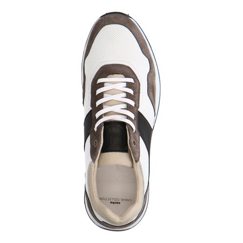 Witte leren sneakers met bruine en zwarte details