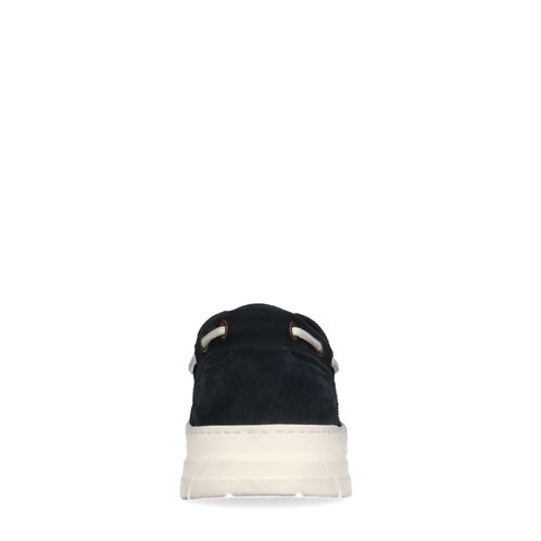Dunkelblaue Veloursleder-Schnürschuhe