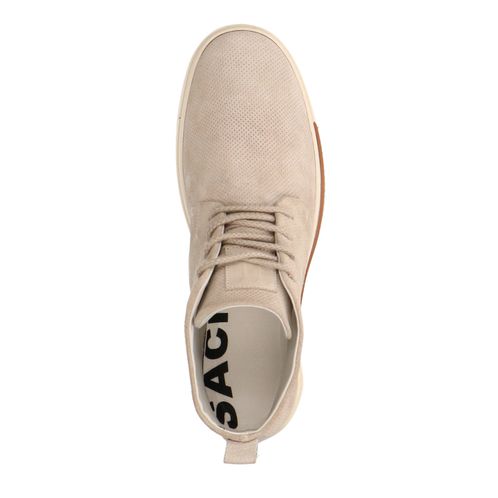 Beigefarbene Ledersneaker mit hohem Schaft