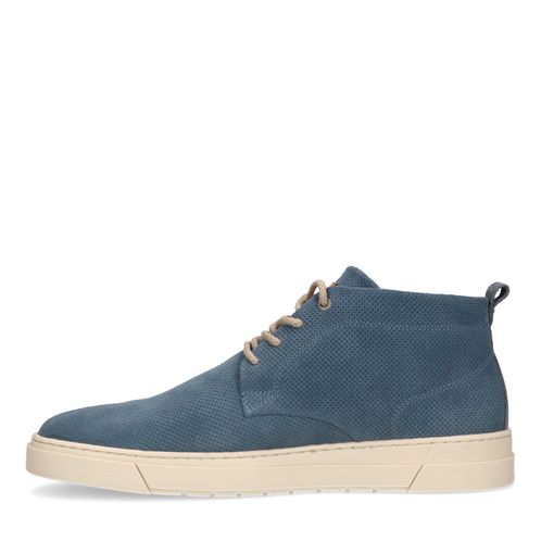 Blauwe hoge leren sneakers