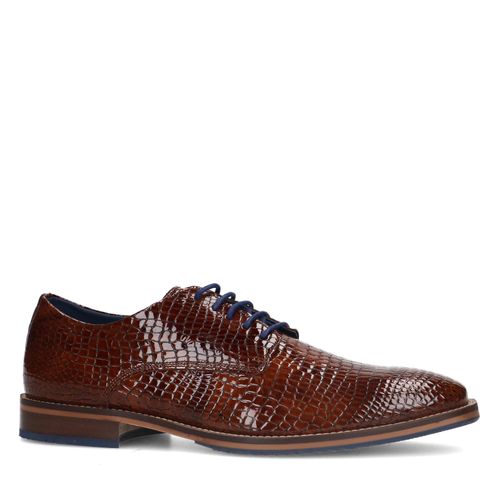 Cognac leren veterschoenen