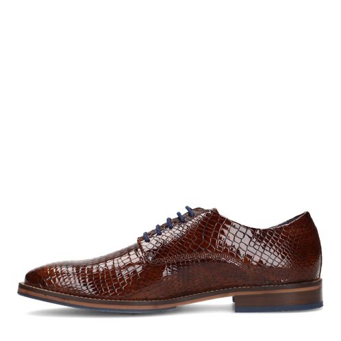 Cognacfarbene Lederschnürschuhe