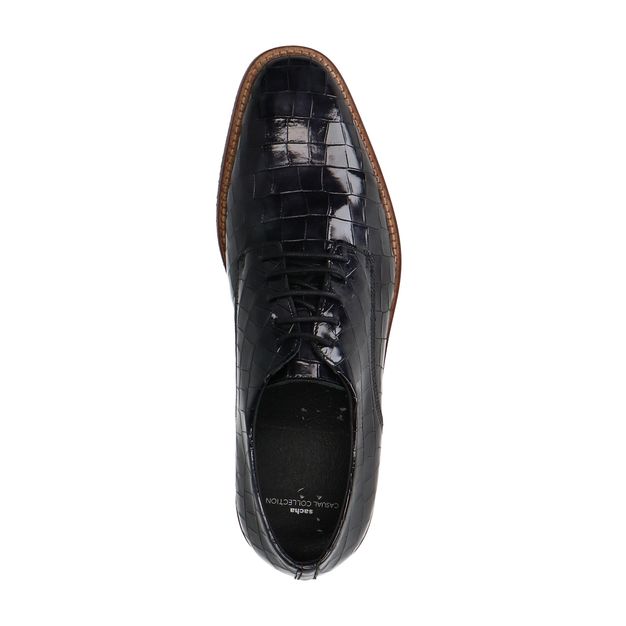Chaussures à lacets en cuir verni - noir
