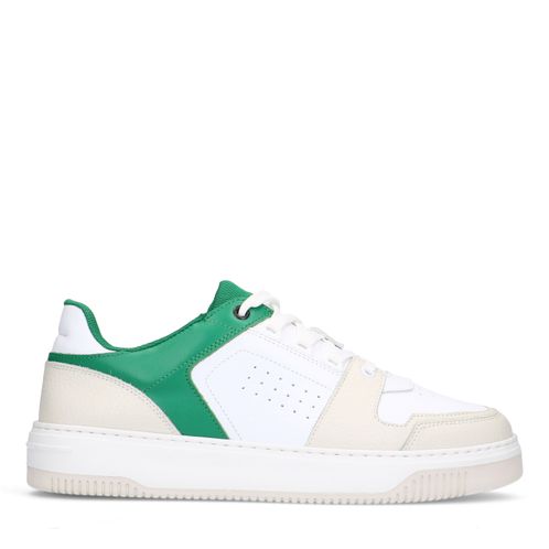 Witte leren sneakers met groene details