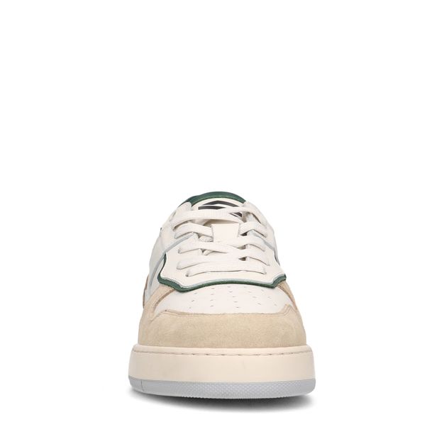 Weiße Ledersneaker mit grünen Details