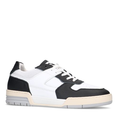 Zwarte leren sneakers met witte details