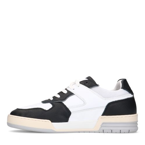Zwarte leren sneakers met witte details