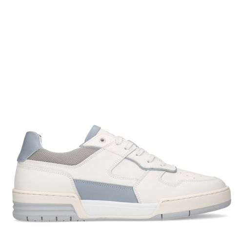 Witte leren sneakers met blauwe details