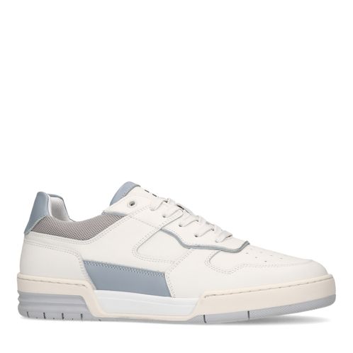 Witte leren sneakers met blauwe details