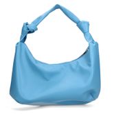 Blauwe handtas met gevlochten hengsel
