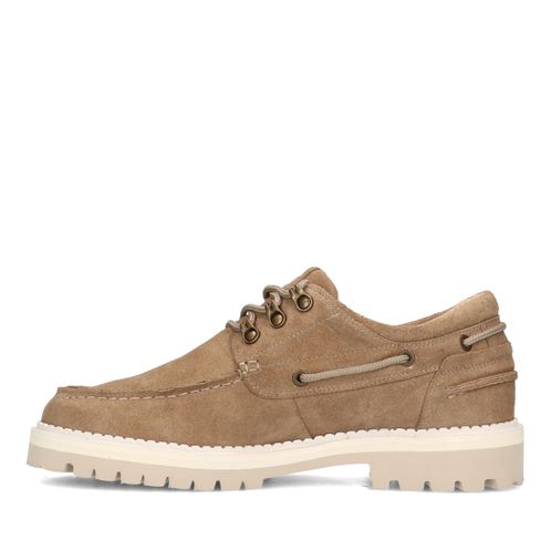 Beige suède veterschoenen