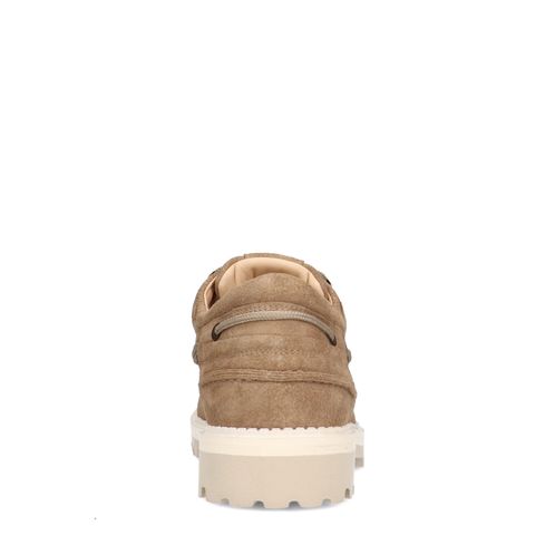 Beigefarbene Veloursleder-Schnürschuhe