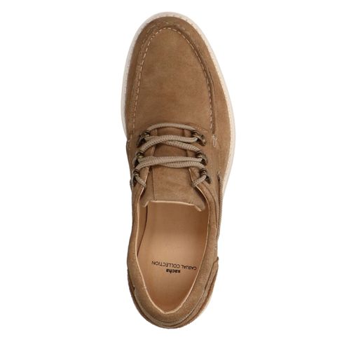 Beige suède veterschoenen