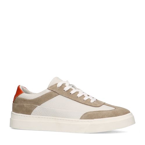 Beige sneakers met suède details