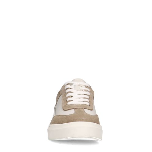 Beige sneakers met suède details