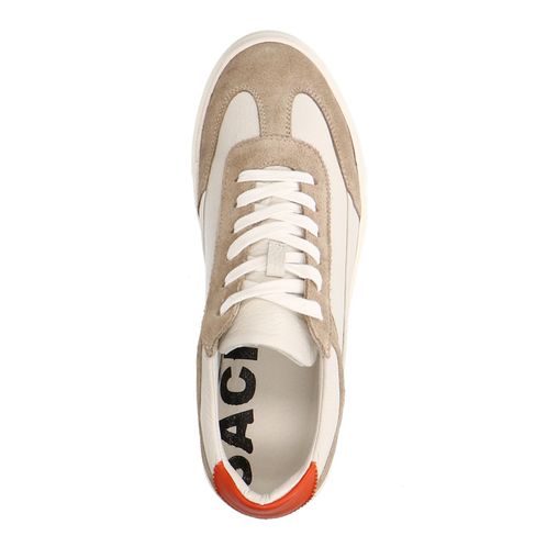 Beige sneakers met suède details
