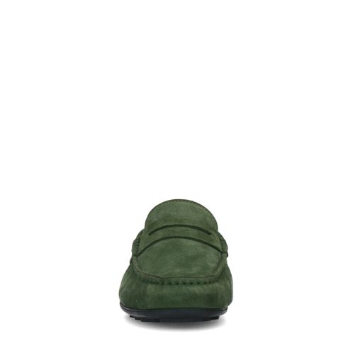 Dunkelgrüne Veloursleder-Loafer