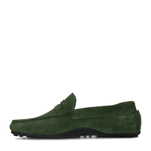 Donkergroene suède mocassin loafers