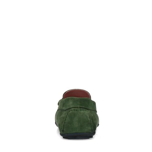 Dunkelgrüne Veloursleder-Loafer