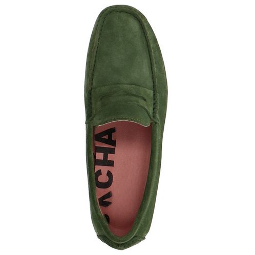 Donkergroene suède mocassin loafers