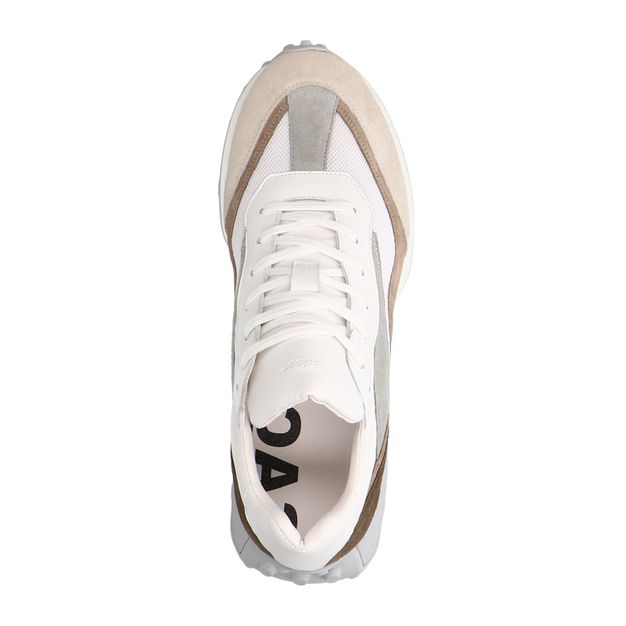 Weiße Ledersneaker mit Veloursleder-Details