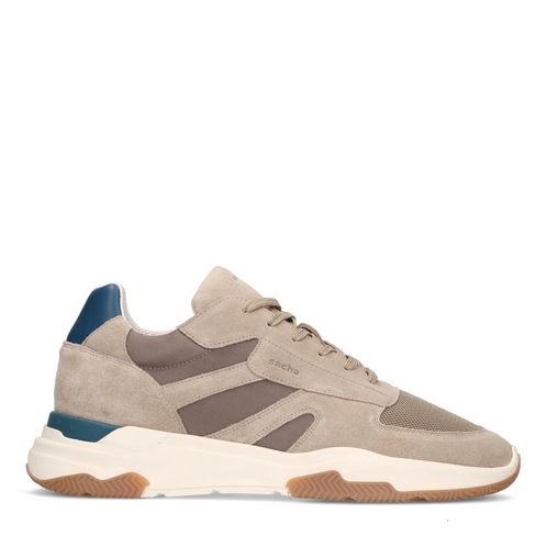 Beigefarbene Veloursleder-Sneaker