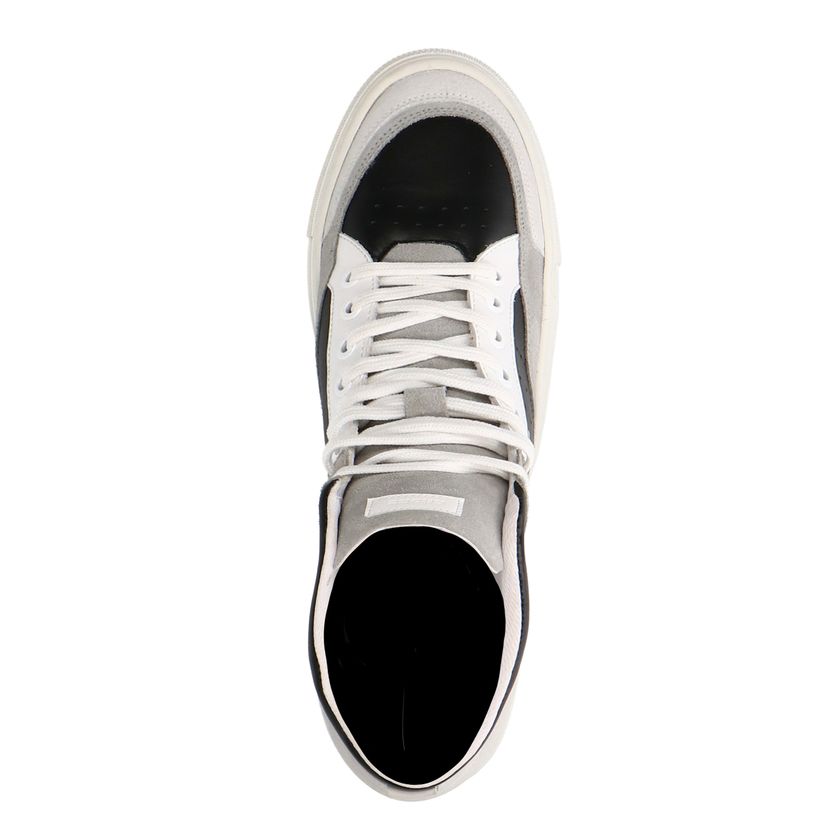 Witte leren hoge sneakers met suède details
