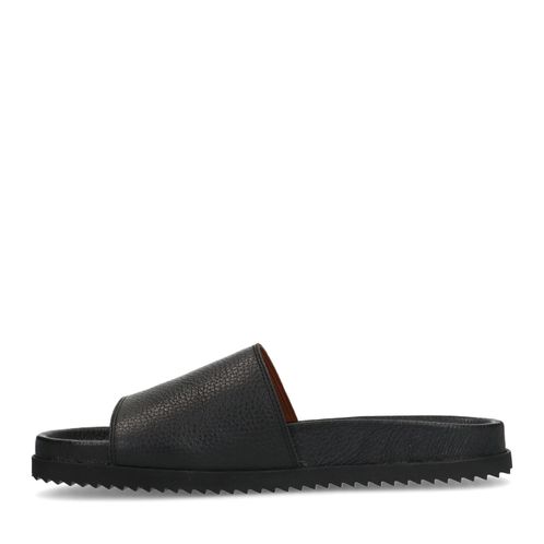Zwarte leren slippers