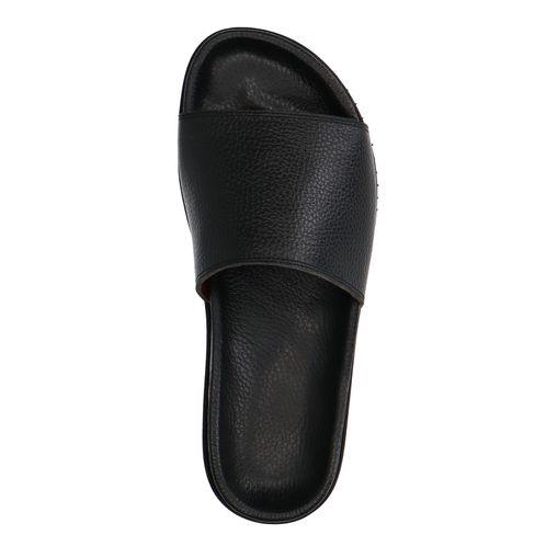 Zwarte leren slippers