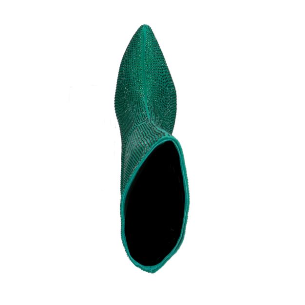 Grüne Strass-Stiefel mit hohem Schaft