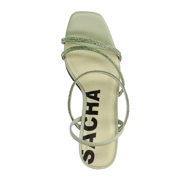 Lichtgroene strass sandalen met hak