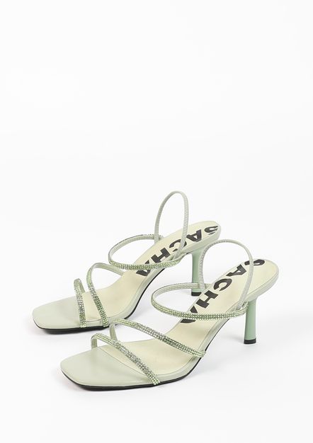 Sandales à talon avec strass - vert clair