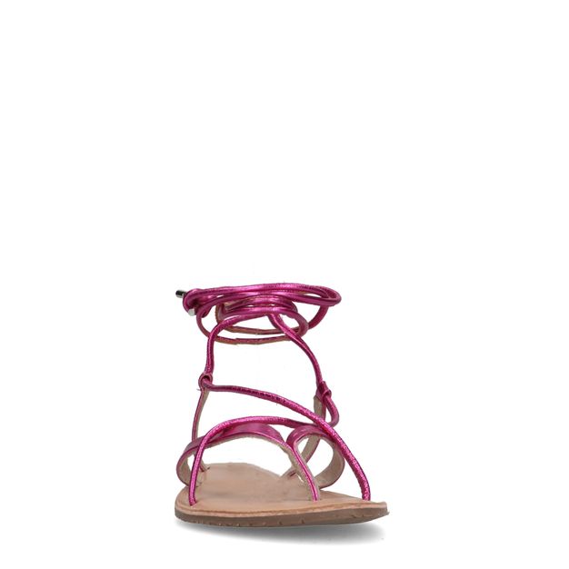 Roze metallic leren sandalen