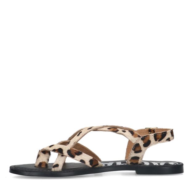 Leren sandalen met luipaardprint