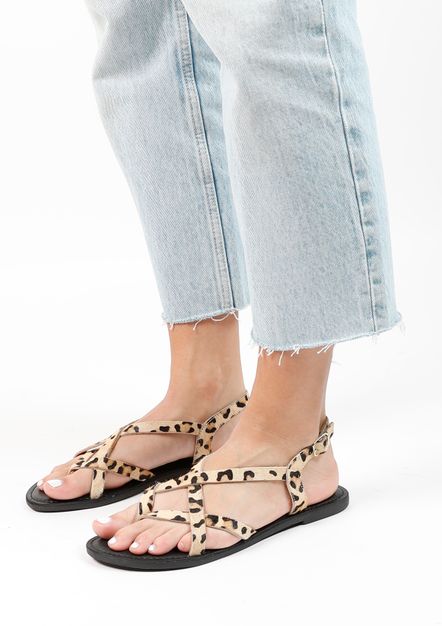 Leren sandalen met luipaardprint