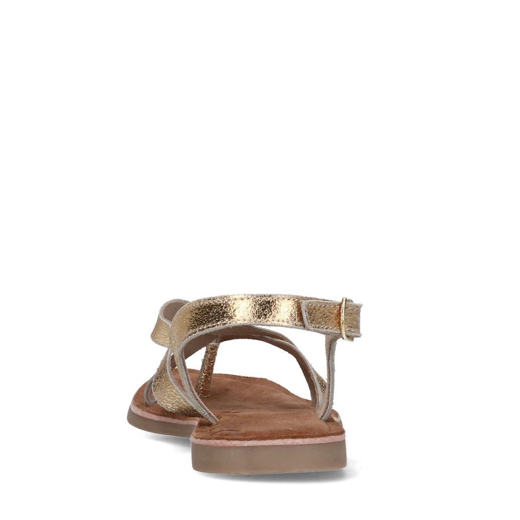 Goldfarbene Riemchensandalen aus Leder